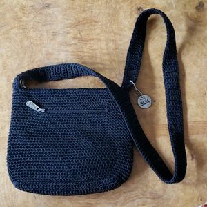 The Sak Woven Black Small Boho Crossbody Shoulder Bag Purse Handbag